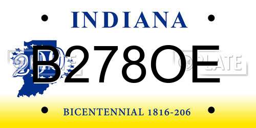B278OE Indiana License Plate