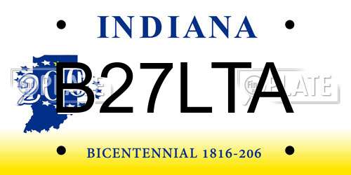 B27LTA Indiana License Plate