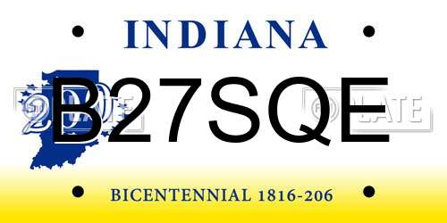 B27SQE Indiana License Plate