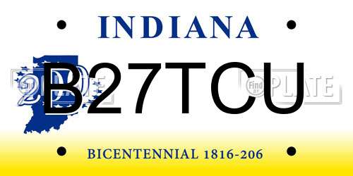 B27TCU Indiana License Plate