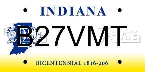 B27VMT Indiana License Plate