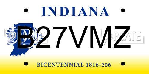 B27VMZ Indiana License Plate