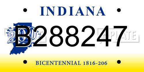 B288247 Indiana License Plate