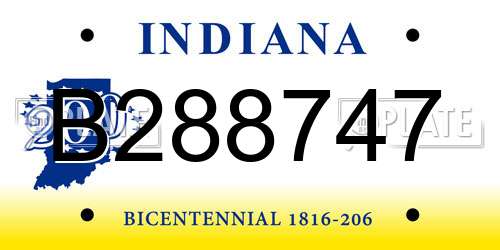 B288747 Indiana License Plate