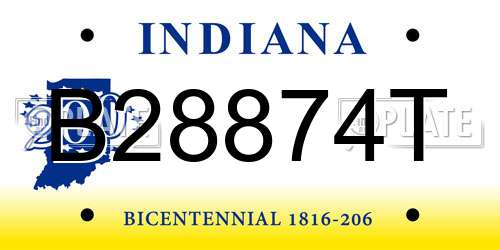 B28874T Indiana License Plate