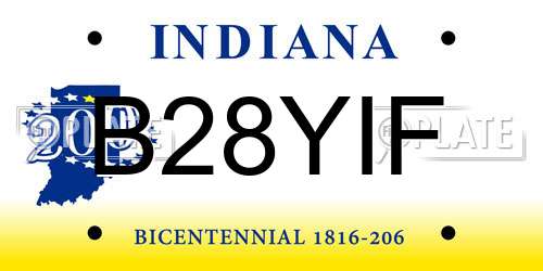 B28YIF Indiana License Plate