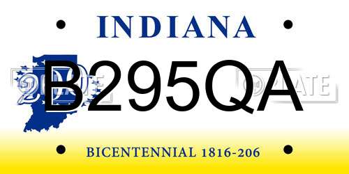 B295QA Indiana License Plate