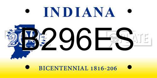 B296ES Indiana License Plate