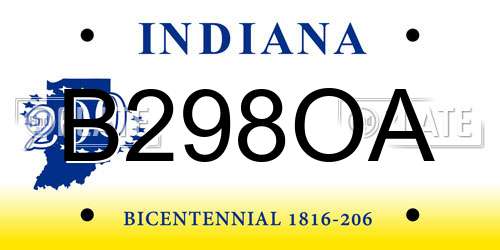 B298OA Indiana License Plate
