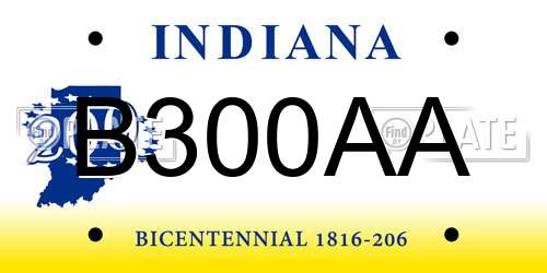 B300AA Indiana License Plate