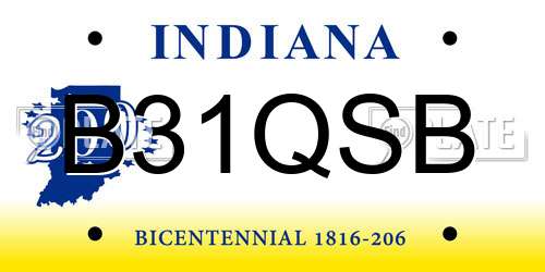 B31QSB Indiana License Plate
