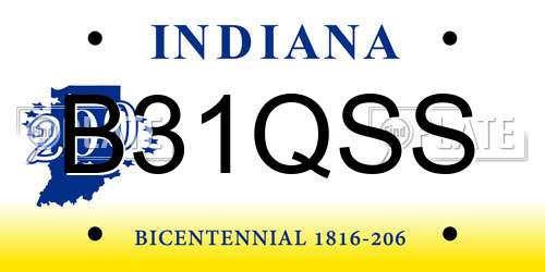 B31QSS Indiana License Plate
