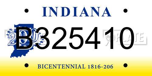 B325410 Indiana License Plate