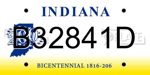 B32841D Indiana License Plate