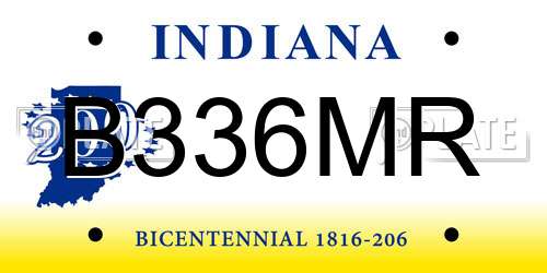 B336MR Indiana License Plate