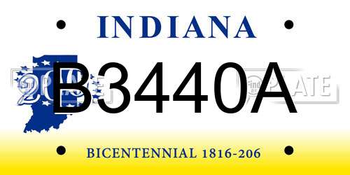 B3440A Indiana License Plate