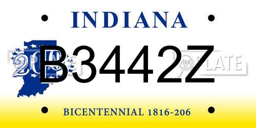 B3442Z Indiana License Plate
