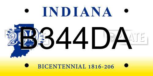 B344DA Indiana License Plate