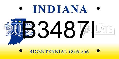 B3487I Indiana License Plate