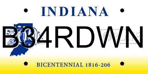 B34RDWN Indiana License Plate