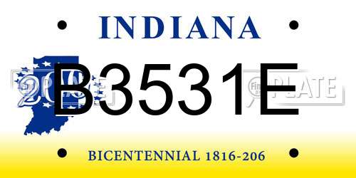 B3531E Indiana License Plate