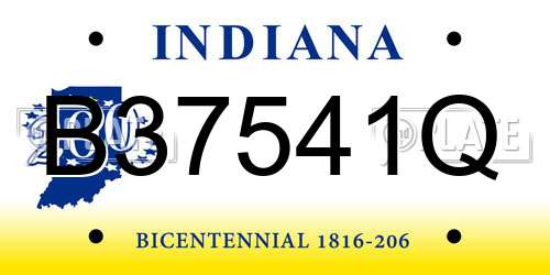 B37541Q Indiana License Plate