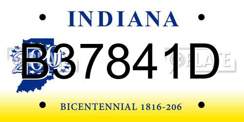 B37841D Indiana License Plate