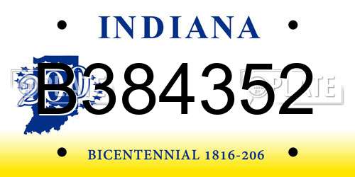 B384352 Indiana License Plate
