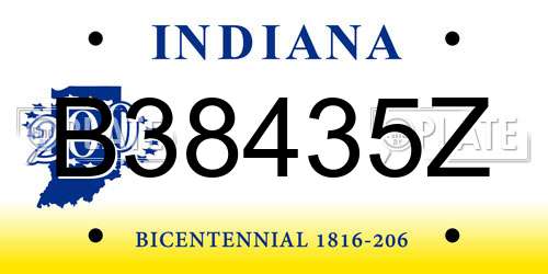B38435Z Indiana License Plate