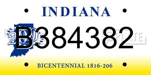 B384382 Indiana License Plate