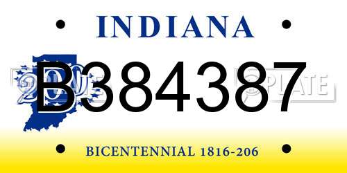 B384387 Indiana License Plate