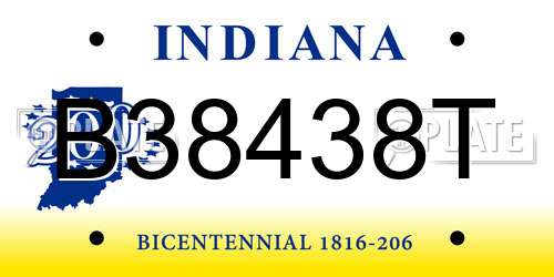 B38438T Indiana License Plate