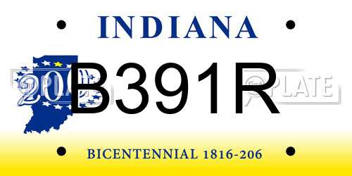B391R Indiana License Plate