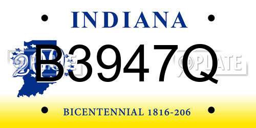 B3947Q Indiana License Plate