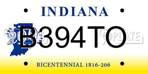 B394TO Indiana License Plate