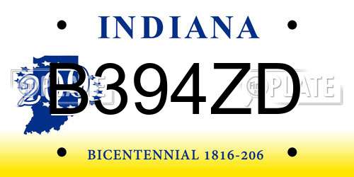 B394ZD Indiana License Plate