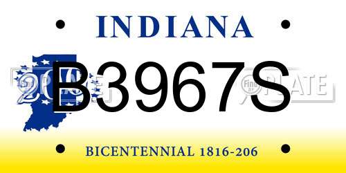 B3967S Indiana License Plate