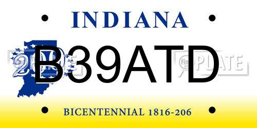 B39ATD Indiana License Plate