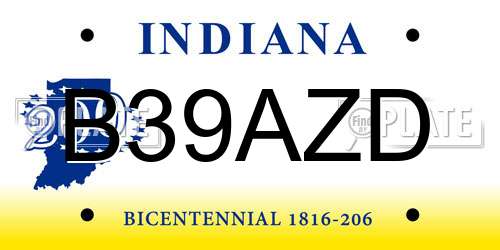 B39AZD Indiana License Plate