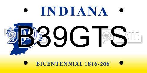 B39GTS Indiana License Plate