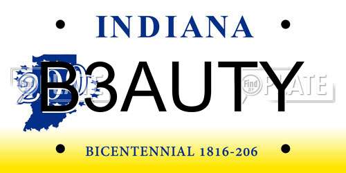 B3AUTY Indiana License Plate