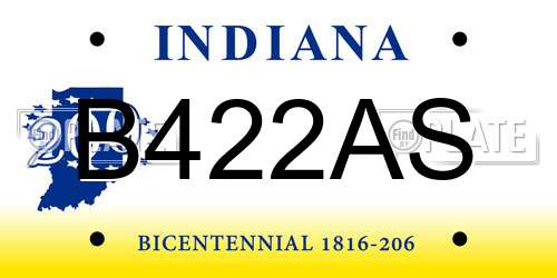 B422AS Indiana License Plate