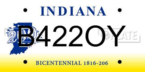 B422OY Indiana License Plate