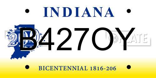 B427OY Indiana License Plate