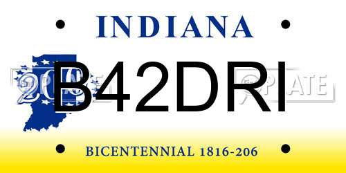 B42DRI Indiana License Plate