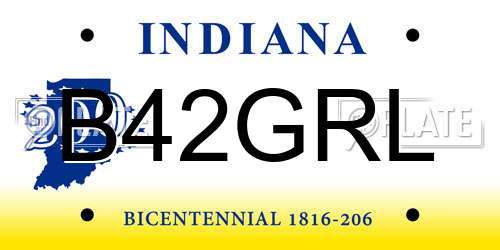 B42GRL Indiana License Plate