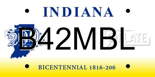 B42MBL Indiana License Plate