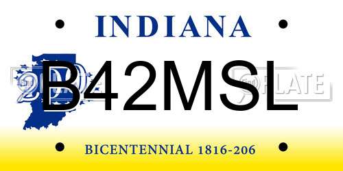 B42MSL Indiana License Plate