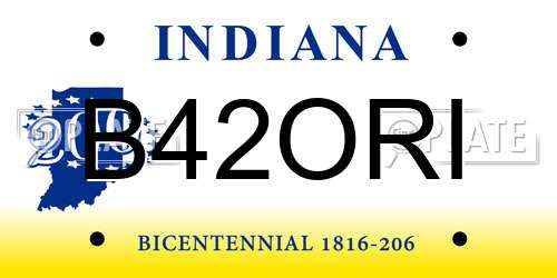 B42ORI Indiana License Plate