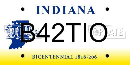 B42TIO Indiana License Plate